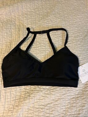 Eco Beach Black Racerback Bikini Top UPF 50+